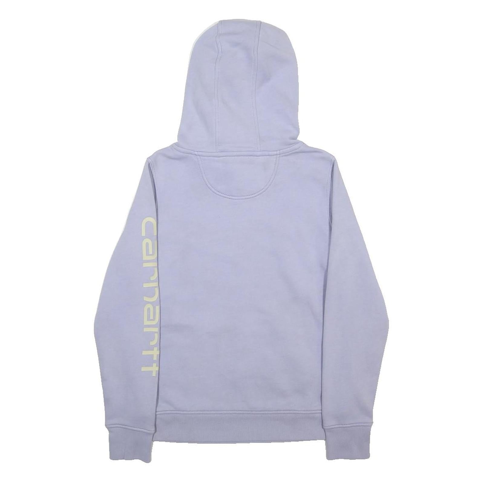 CARHARTT Womens Lilac Hoodie XS Printed Logo Sleeve Casual Pullover Sweatshirt