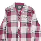 SPIRIT Womens Pink & Grey Check Shirt L Cotton Blend Casual Plaid Long Sleeve