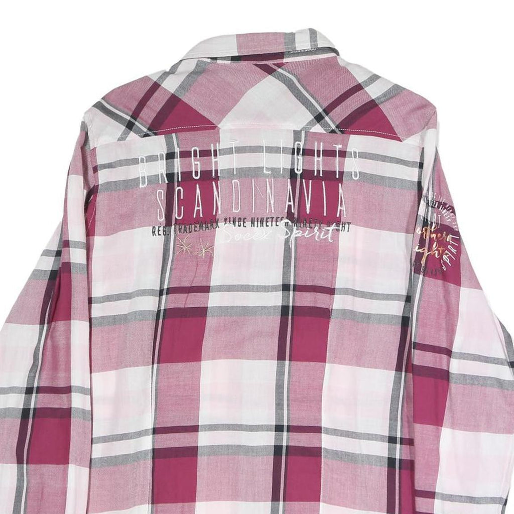 SPIRIT Womens Pink & Grey Check Shirt L Cotton Blend Casual Plaid Long Sleeve