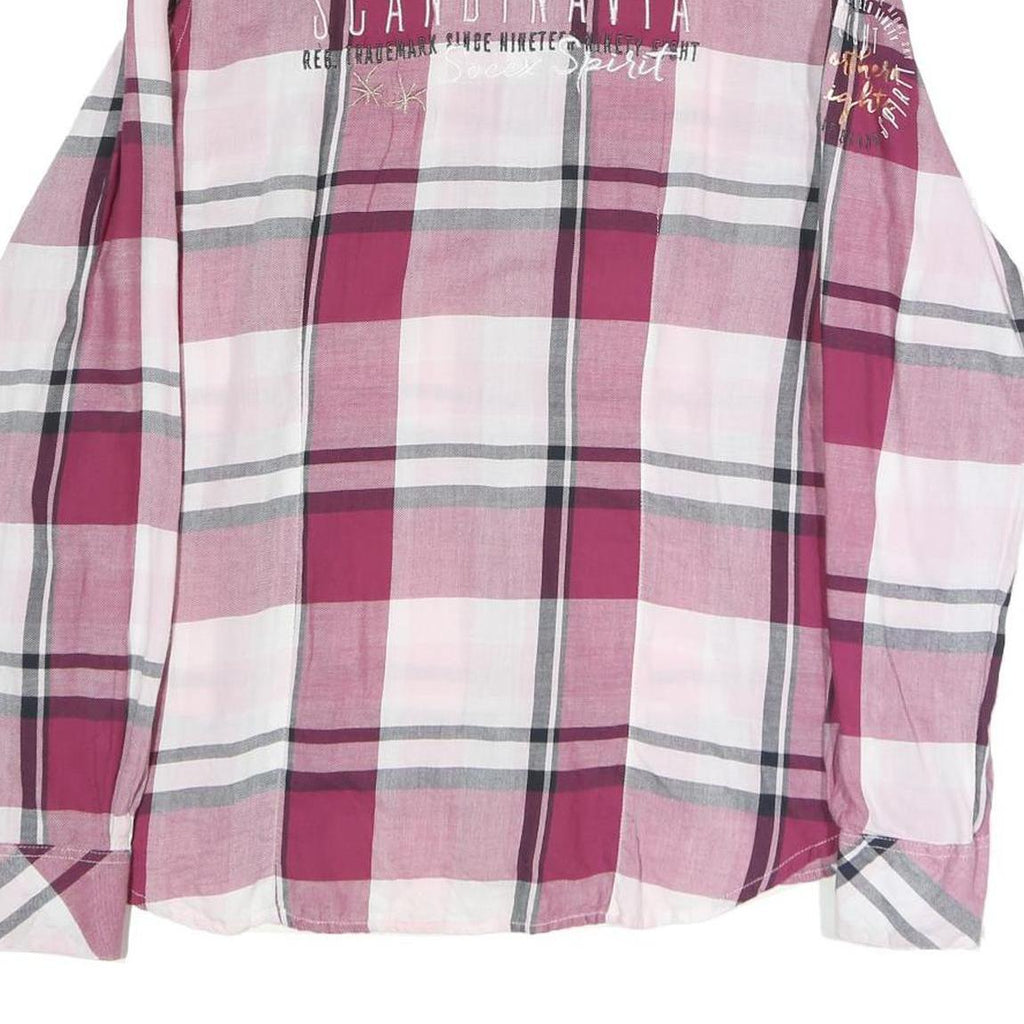 SPIRIT Womens Pink & Grey Check Shirt L Cotton Blend Casual Plaid Long Sleeve