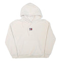 TOMMY HILFIGER Womens Cream Hoodie L Tommy Jeans Logo Pullover Drawstring