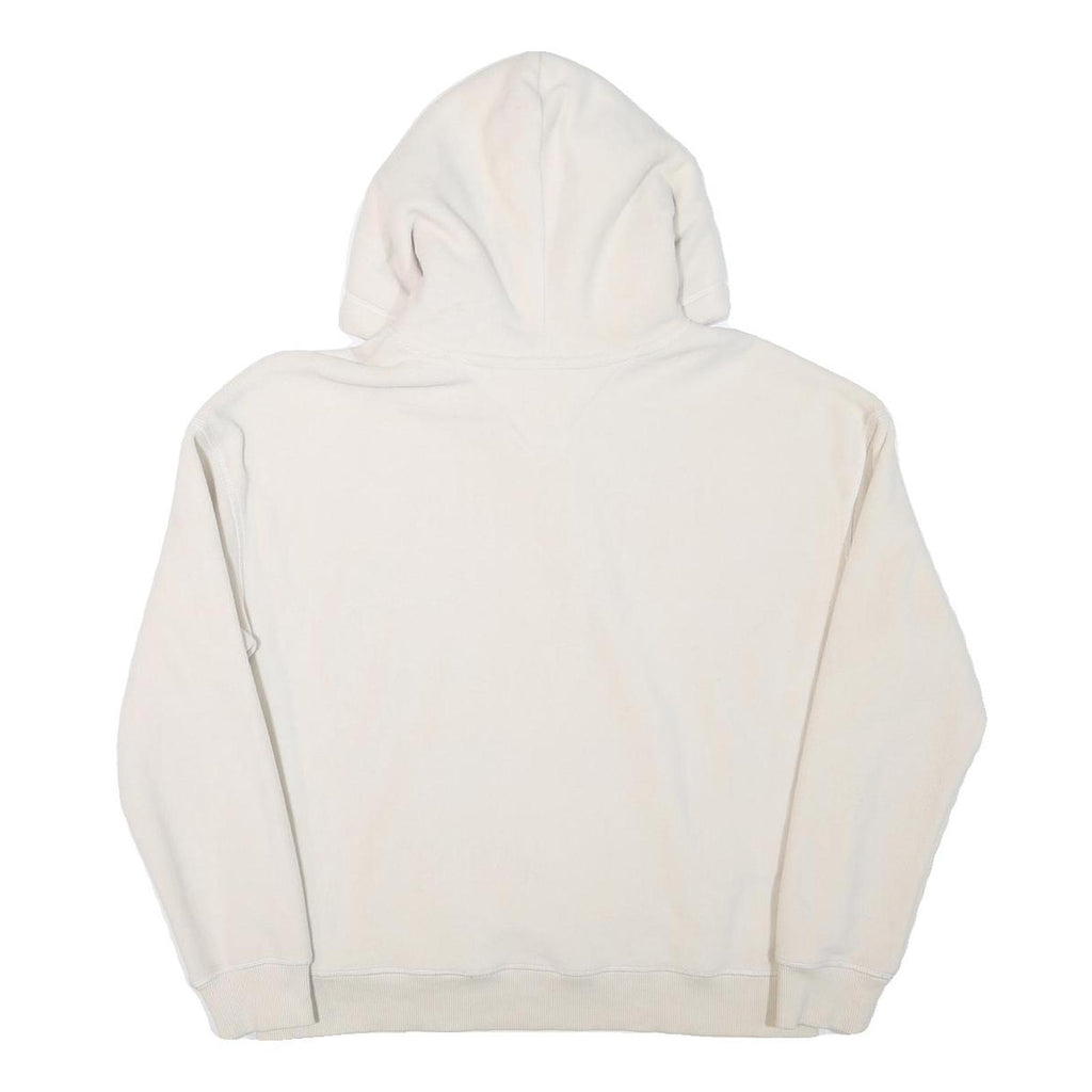 TOMMY HILFIGER Womens Cream Hoodie L Tommy Jeans Logo Pullover Drawstring