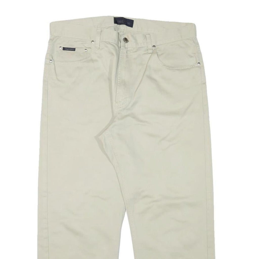 VALENTINO Mens Cotton Blend Beige Regular Fit Straight Leg Trousers W34 L27