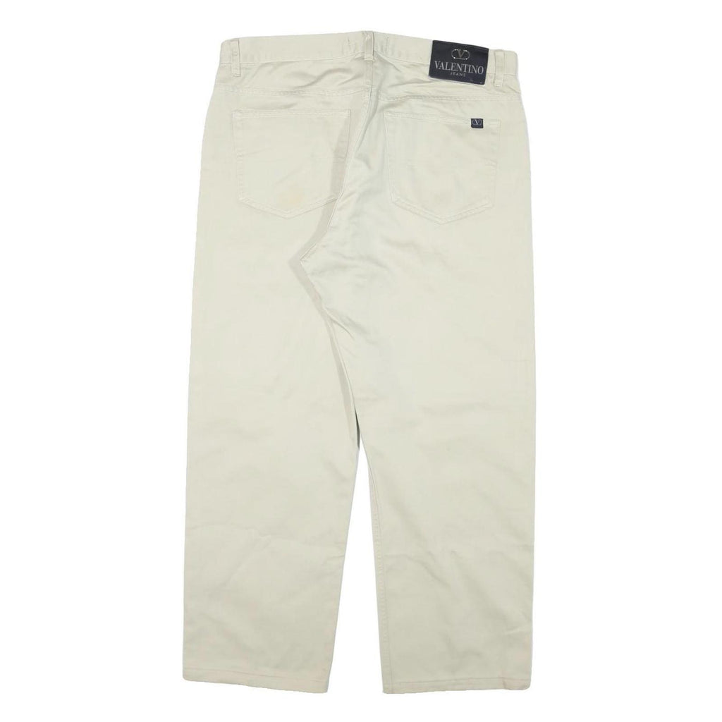 VALENTINO Mens Cotton Blend Beige Regular Fit Straight Leg Trousers W34 L27
