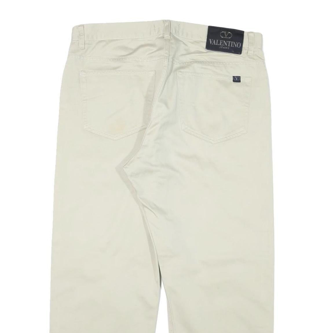 VALENTINO Mens Cotton Blend Beige Regular Fit Straight Leg Trousers W34 L27