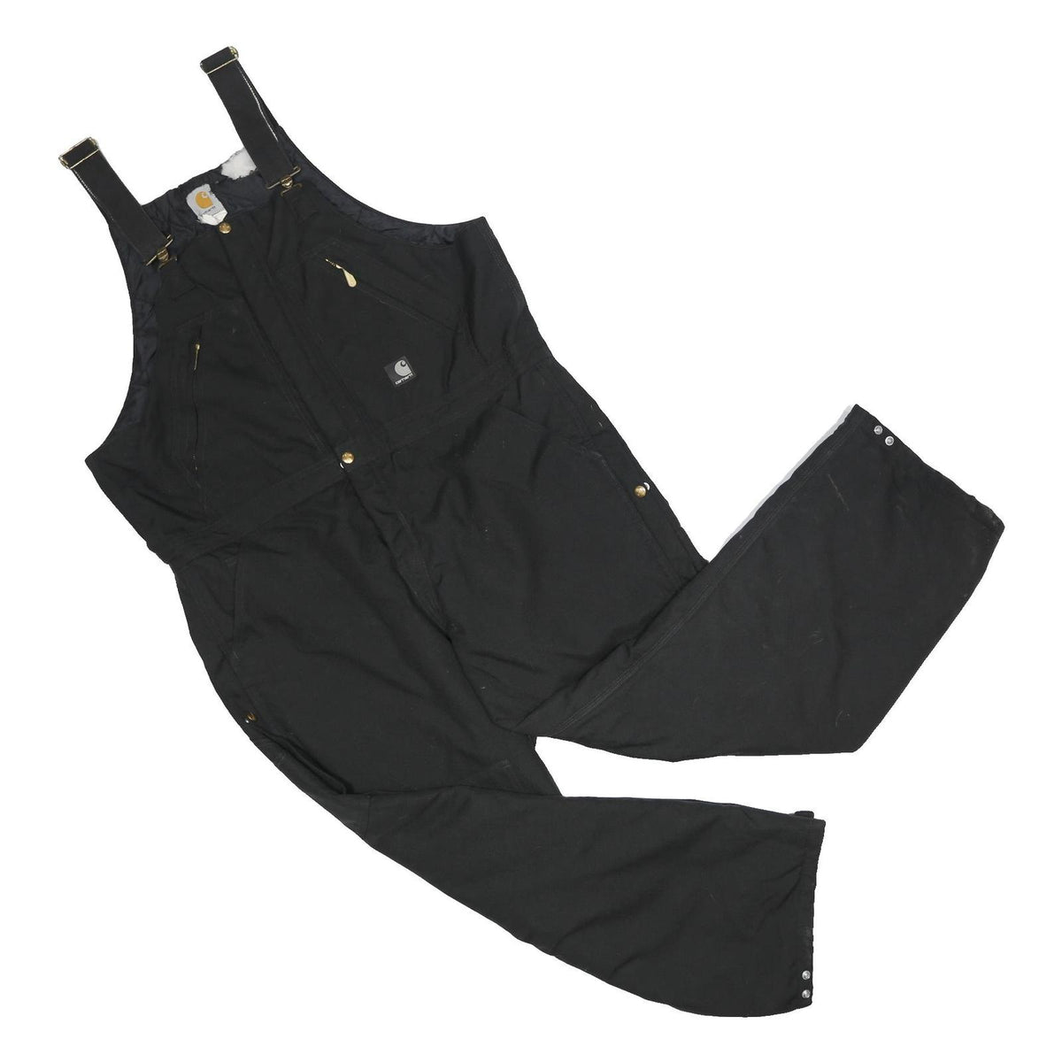 CARHARTT Insulated Mens Black Cotton Blend Dungarees 2XL W44 L28 Workwear