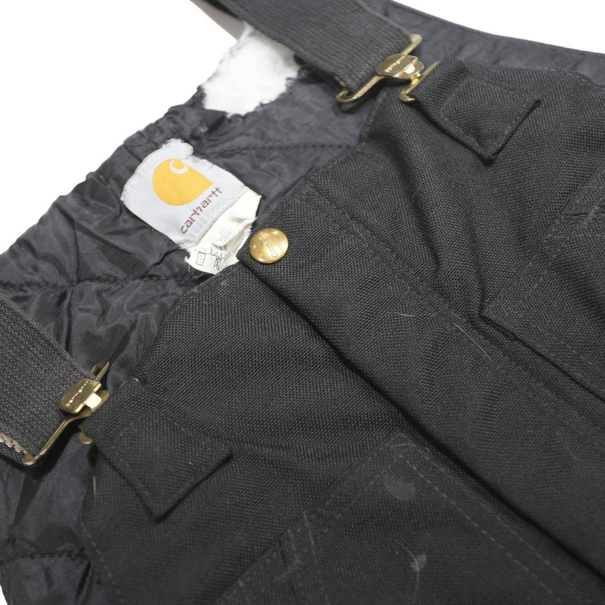 CARHARTT Insulated Mens Black Cotton Blend Dungarees 2XL W44 L28 Workwear