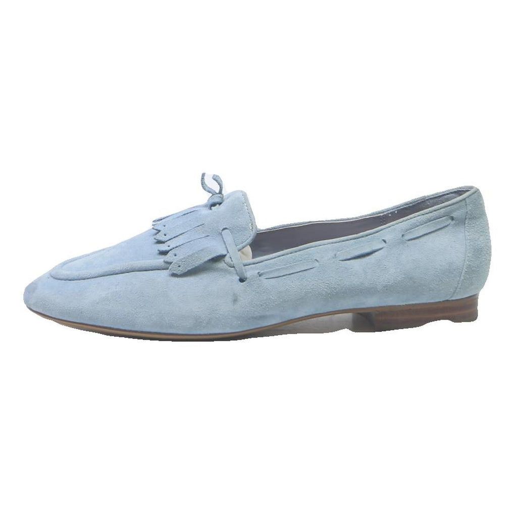 DUNE Womens Blue Leather Loafer UK 8 Tassel Detail Slip On Flat Shoes