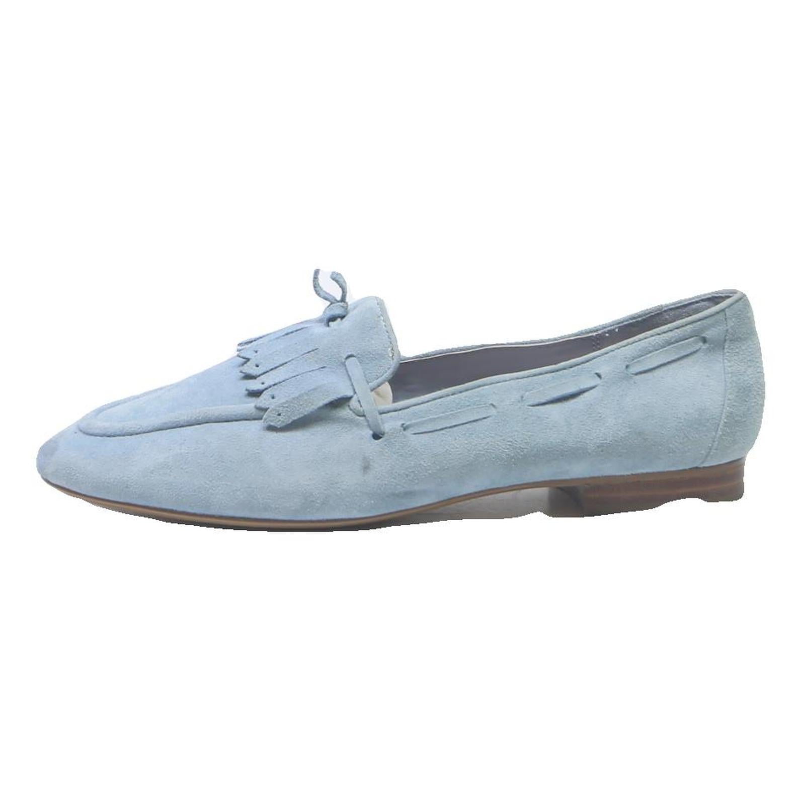 DUNE Womens Blue Leather Loafer UK 8 Tassel Detail Slip On Flat Shoes