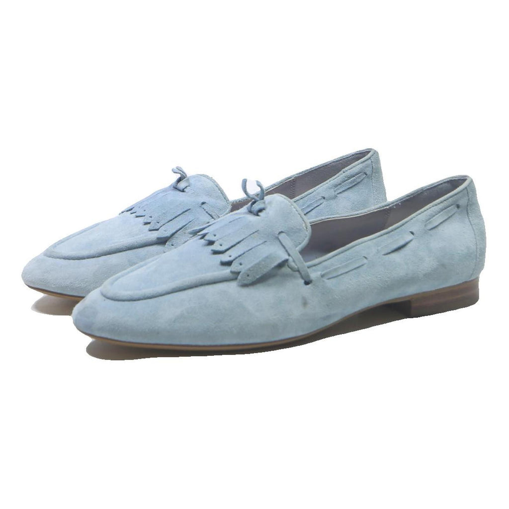 DUNE Womens Blue Leather Loafer UK 8 Tassel Detail Slip On Flat Shoes