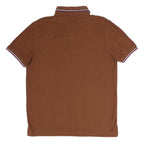 TOMMY HILFIGER Mens Brown Short Sleeve Polo Shirt L Cotton Classic Fit