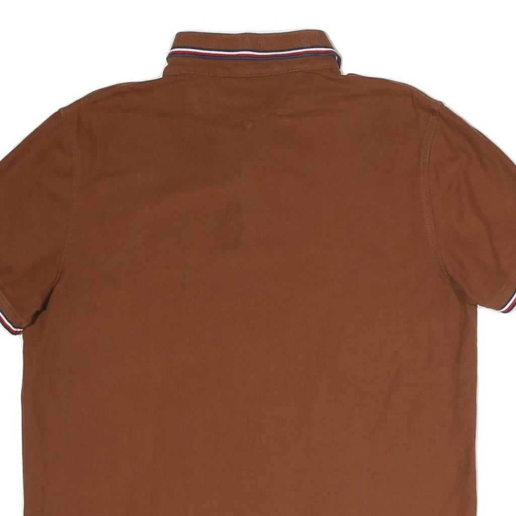 TOMMY HILFIGER Mens Brown Short Sleeve Polo Shirt L Cotton Classic Fit