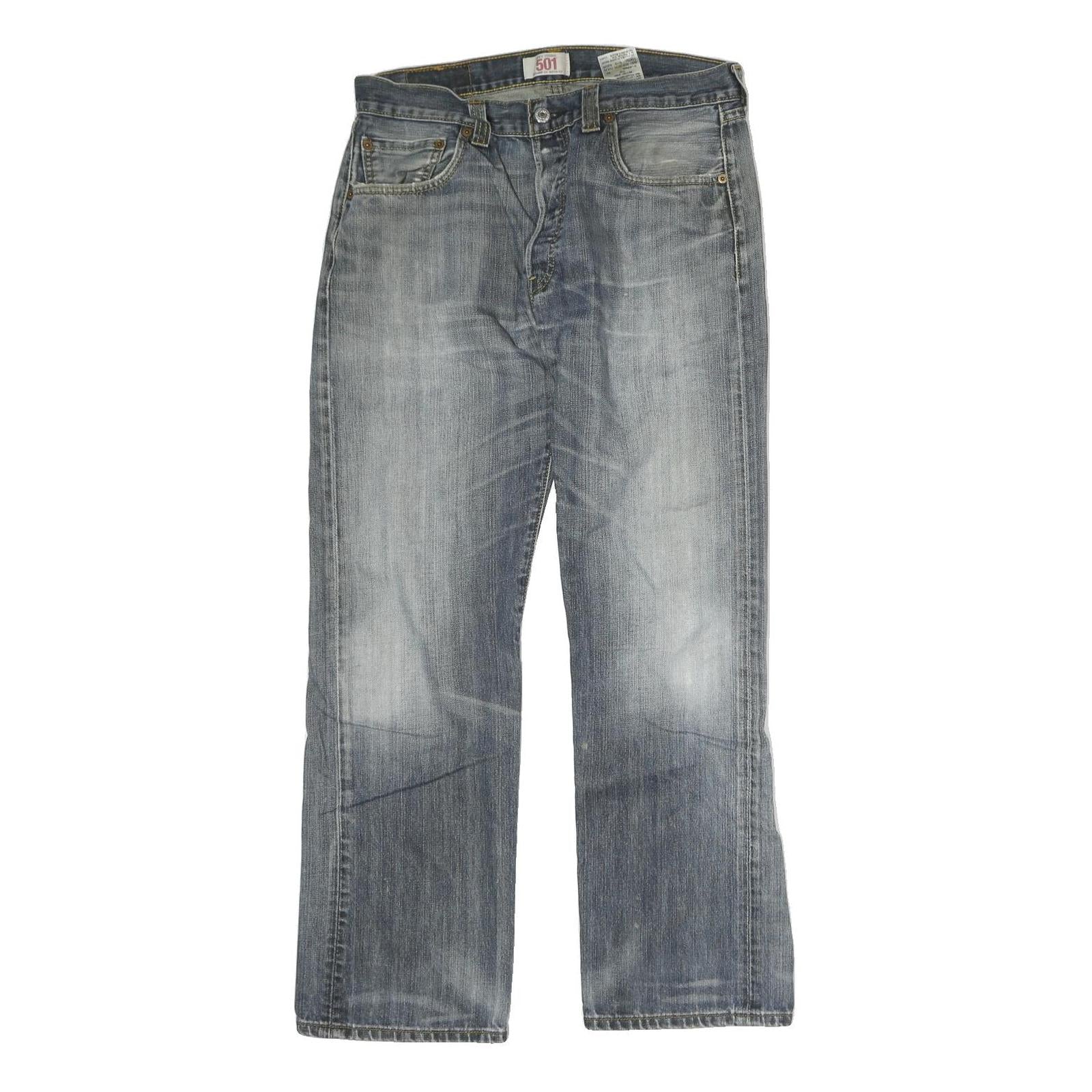 LEVI'S 501 Mens Jeans Blue Regular Straight Denim Medium W32 L30 Classic Fit Zip