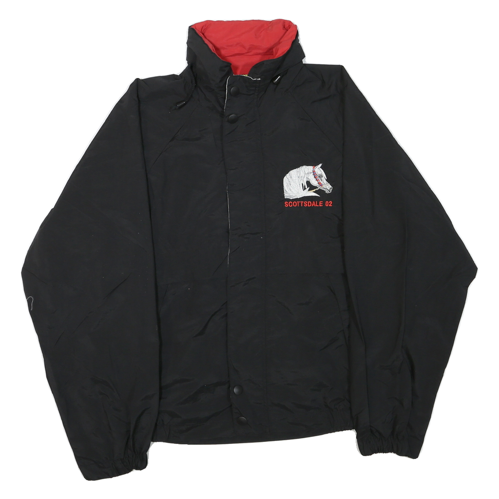 CALIFORNIA Mens Black Red Zip Jacket M Polyester Blend Plain Lightweight Outdoor