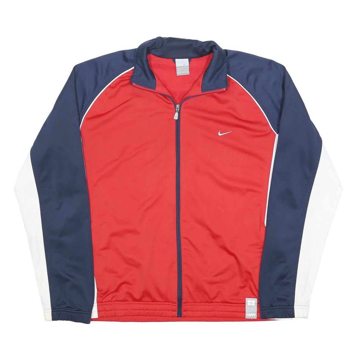 NIKE Mens Red & Navy Athletic Zip Jacket XL Polyester Sport USA Print