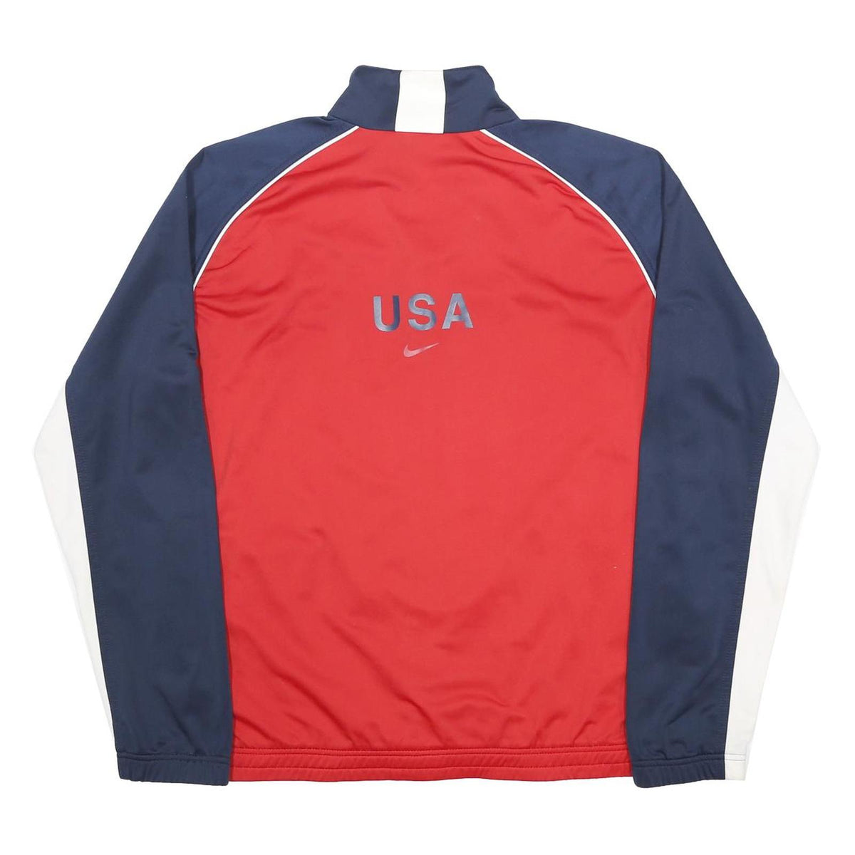 NIKE Mens Red & Navy Athletic Zip Jacket XL Polyester Sport USA Print