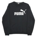 PUMA Mens Black Cotton Blend Crew Neck Sweatshirt M Logo Printed Casual