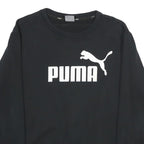 PUMA Mens Black Cotton Blend Crew Neck Sweatshirt M Logo Printed Casual