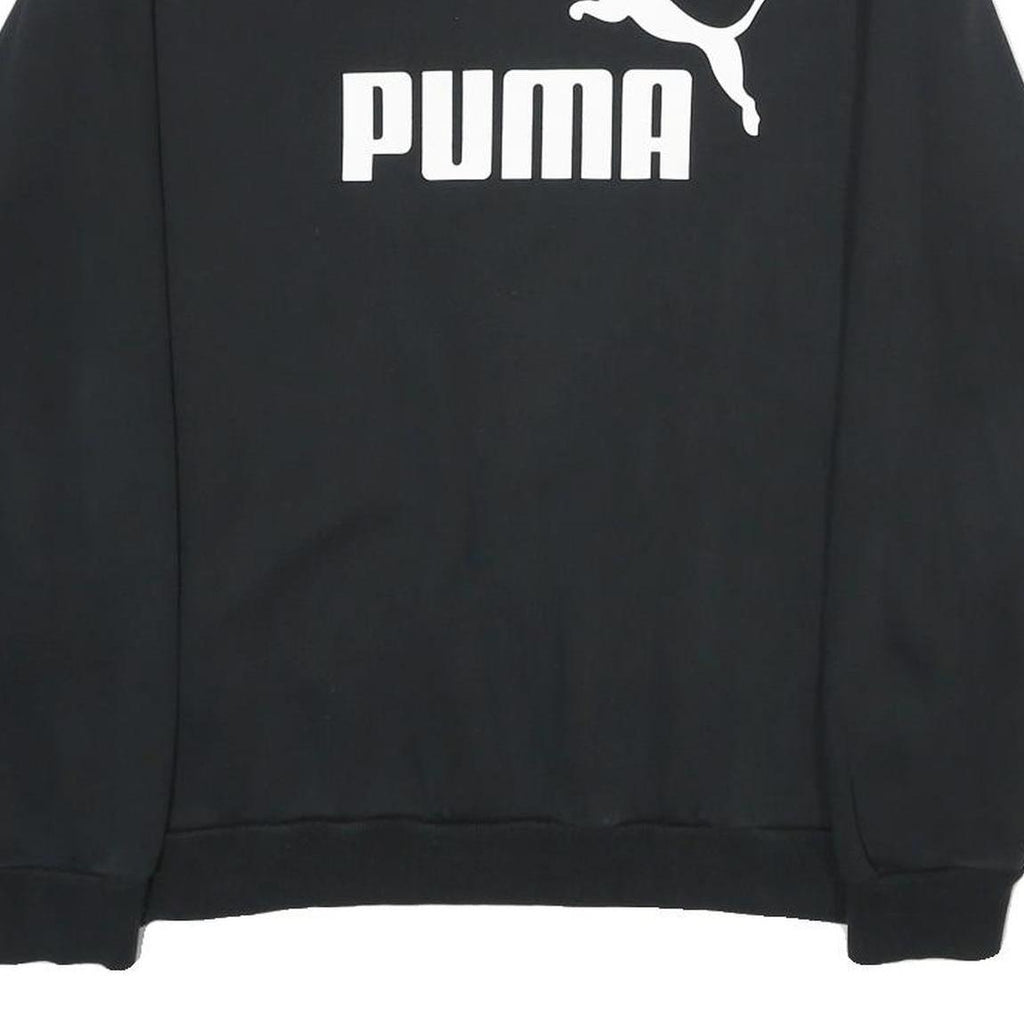PUMA Mens Black Cotton Blend Crew Neck Sweatshirt M Logo Printed Casual