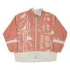 Mens Rust & Cream Zip Front Polyester Blend Casual Jacket XL Abstract Pattern