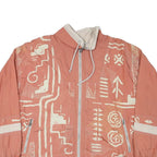 Mens Rust & Cream Zip Front Polyester Blend Casual Jacket XL Abstract Pattern