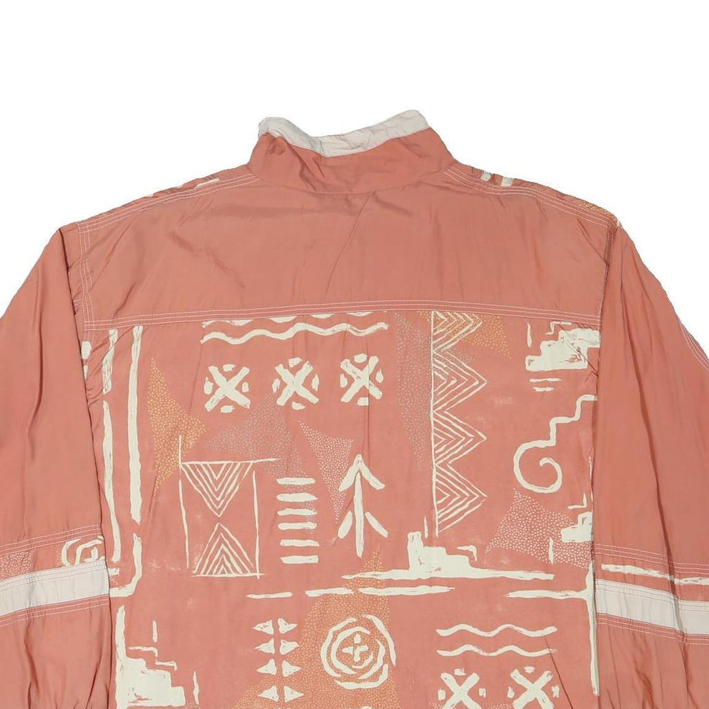 Mens Rust & Cream Zip Front Polyester Blend Casual Jacket XL Abstract Pattern