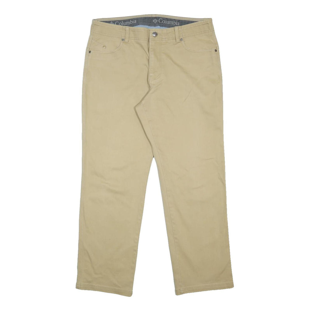 COLUMBIA Mens Regular Beige Cotton Blend Zip Trousers W38 L30 Casual Outdoor