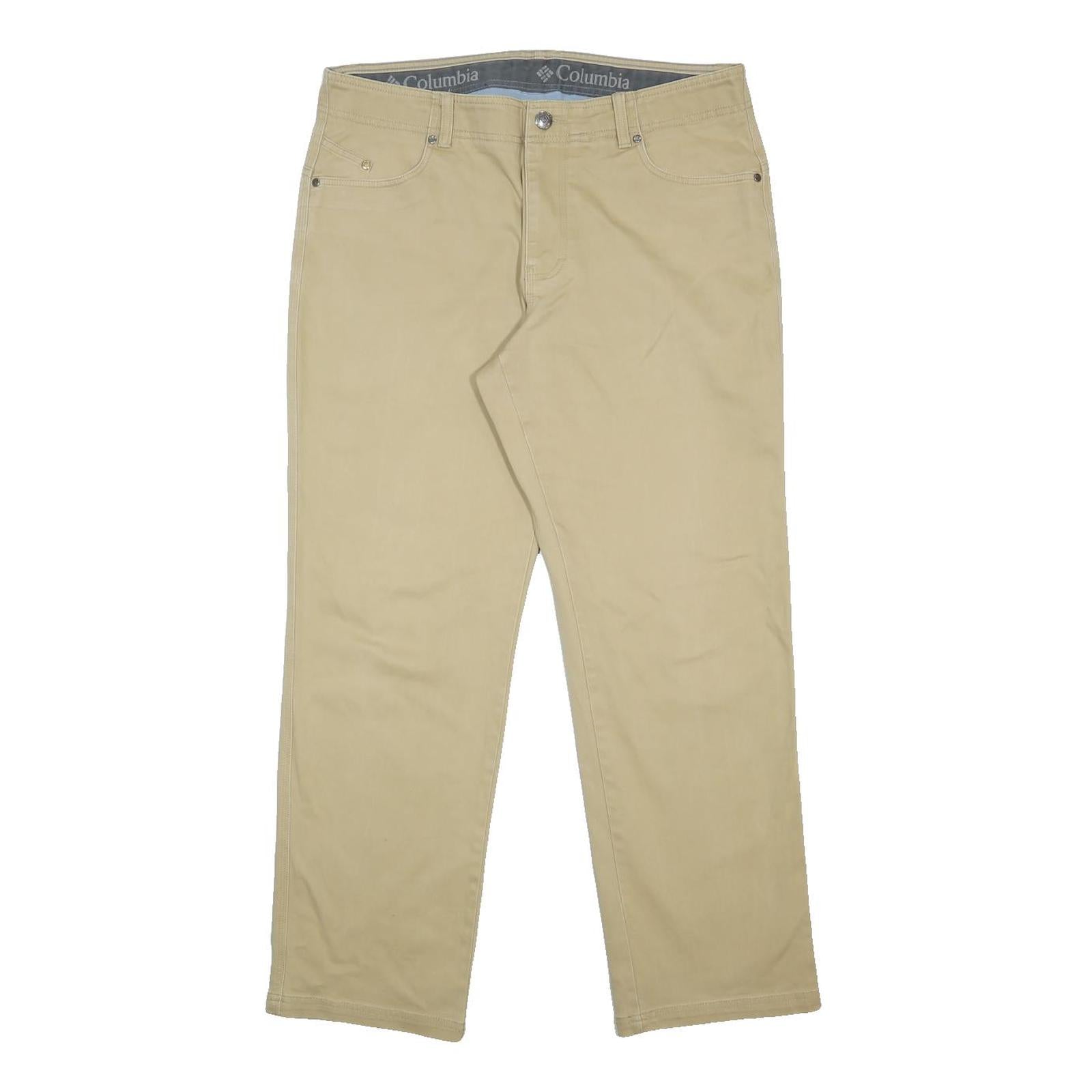 COLUMBIA Mens Regular Beige Cotton Blend Zip Trousers W38 L30 Casual Outdoor