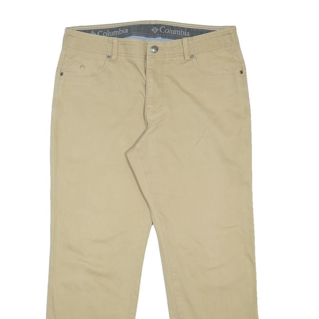 COLUMBIA Mens Regular Beige Cotton Blend Zip Trousers W38 L30 Casual Outdoor