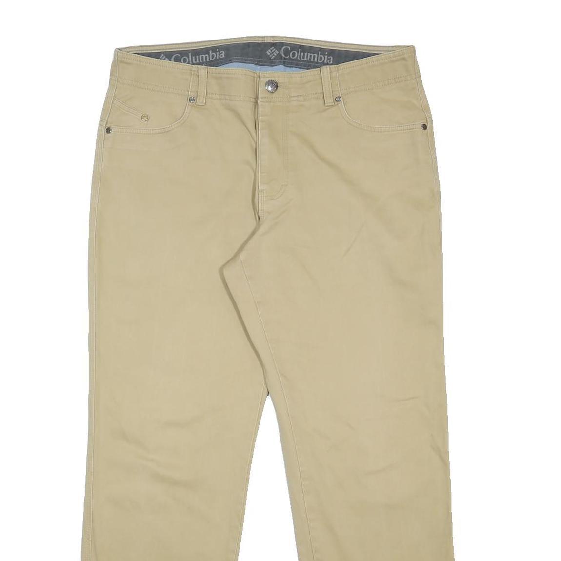 COLUMBIA Mens Regular Beige Cotton Blend Zip Trousers W38 L30 Casual Outdoor