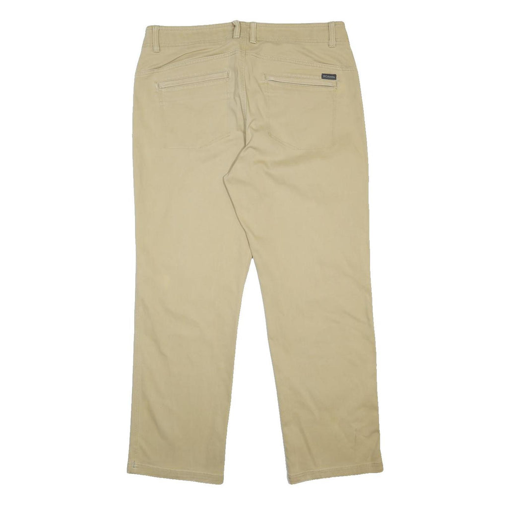 COLUMBIA Mens Regular Beige Cotton Blend Zip Trousers W38 L30 Casual Outdoor