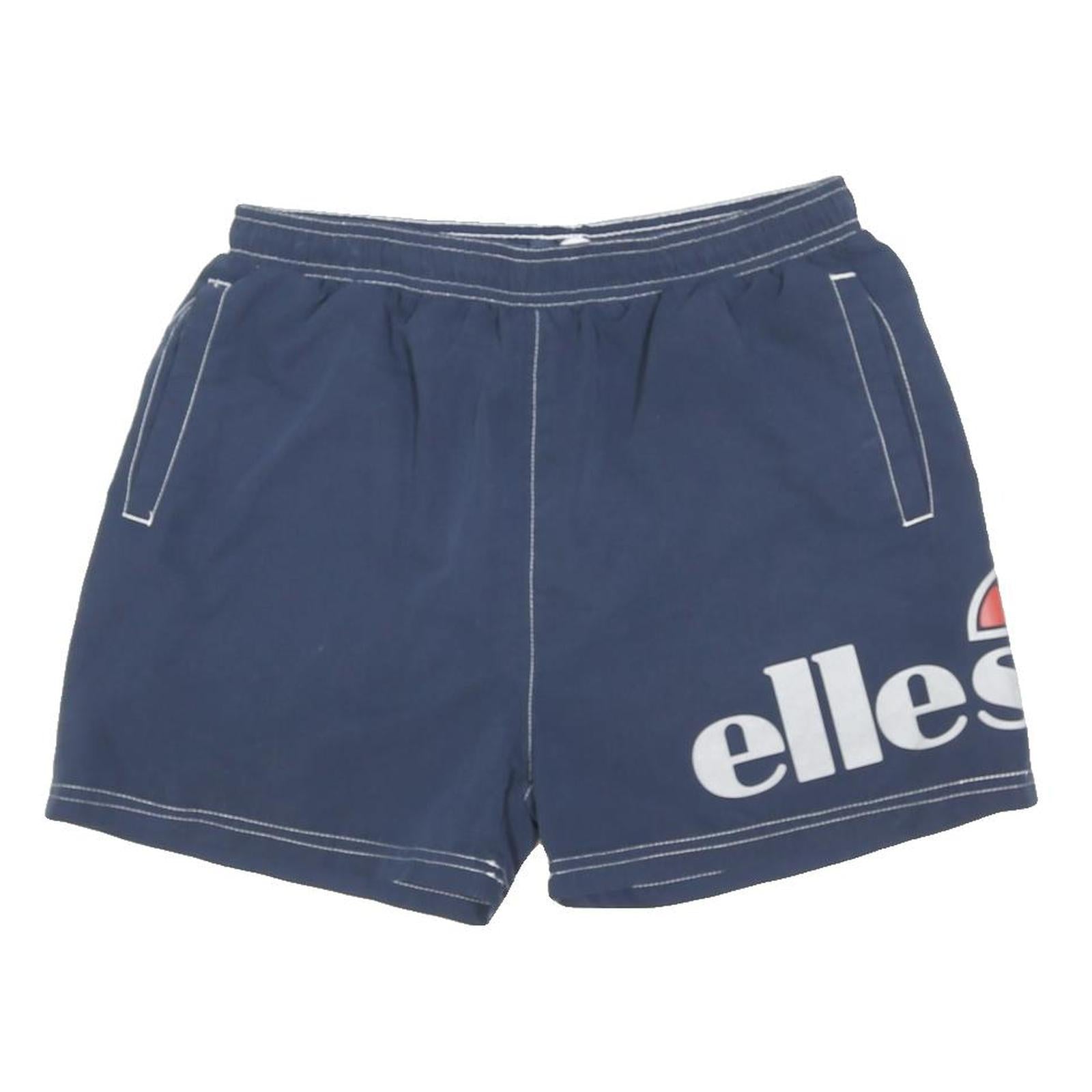 ELLESSE Mens Shorts Navy Blue Casual S W37 Logo Print Polyester Blend