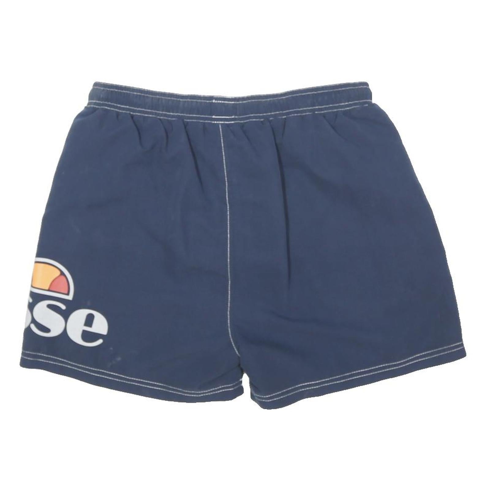 ELLESSE Mens Shorts Navy Blue Casual S W37 Logo Print Polyester Blend
