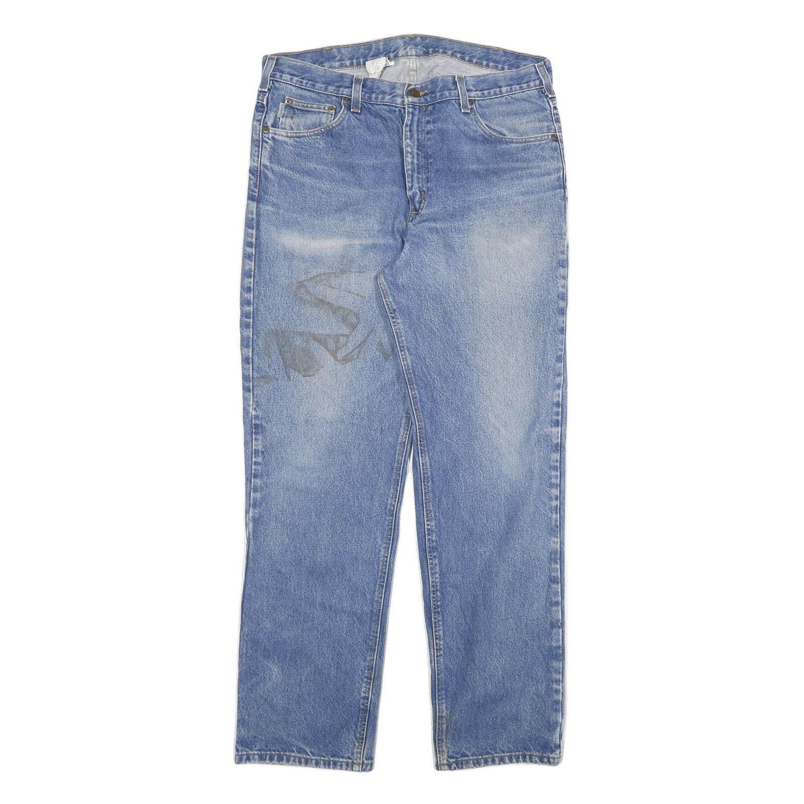 CARHARTT Mens Relaxed Blue Denim Jeans W38 L34 Zip Closure Classic Pockets