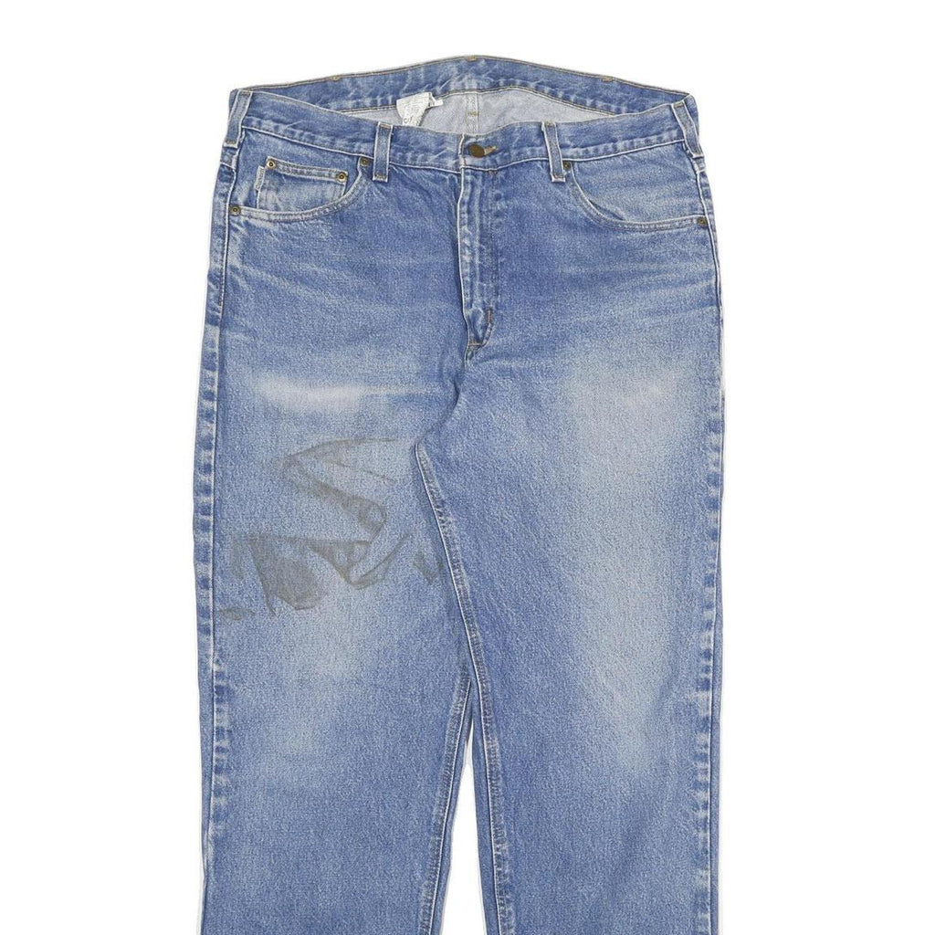 CARHARTT Mens Relaxed Blue Denim Jeans W38 L34 Zip Closure Classic Pockets
