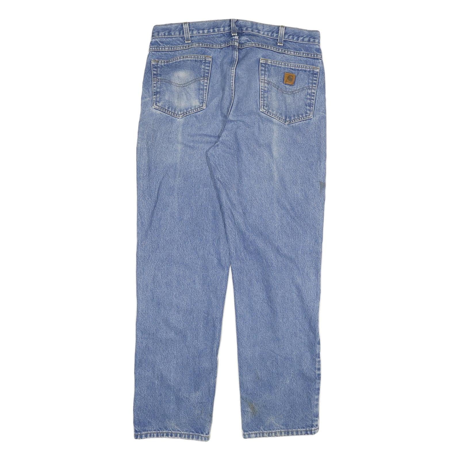 CARHARTT Mens Relaxed Blue Denim Jeans W38 L34 Zip Closure Classic Pockets