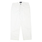 PETER POLO Womens Cotton Blend White Relaxed Straight Trousers W33 L27