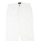 PETER POLO Womens Cotton Blend White Relaxed Straight Trousers W33 L27