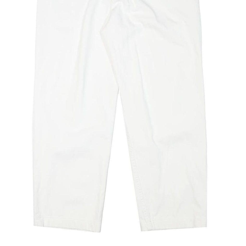 PETER POLO Womens Cotton Blend White Relaxed Straight Trousers W33 L27