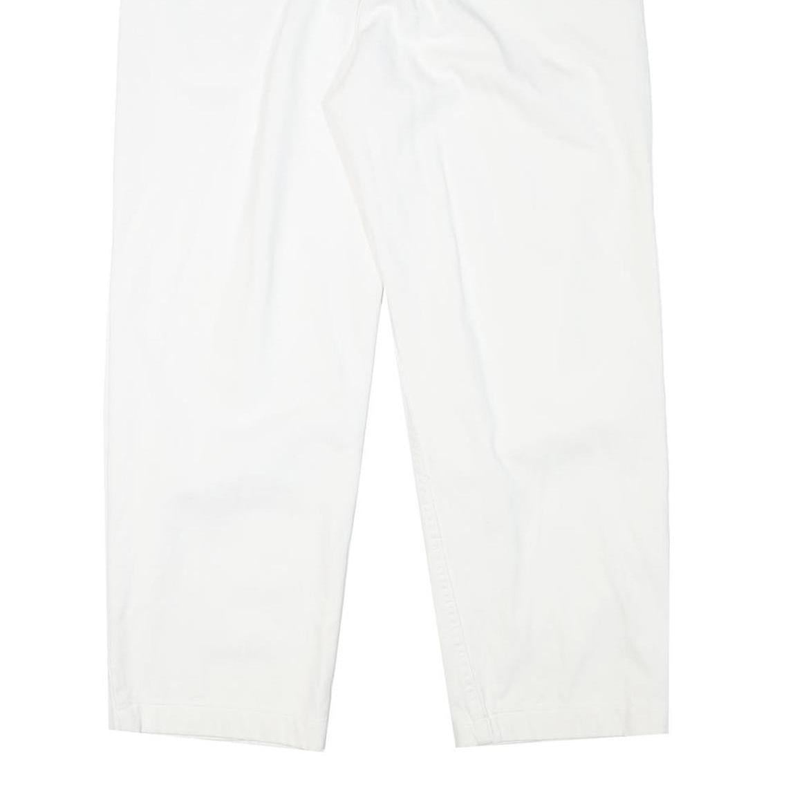 PETER POLO Womens Cotton Blend White Relaxed Straight Trousers W33 L27