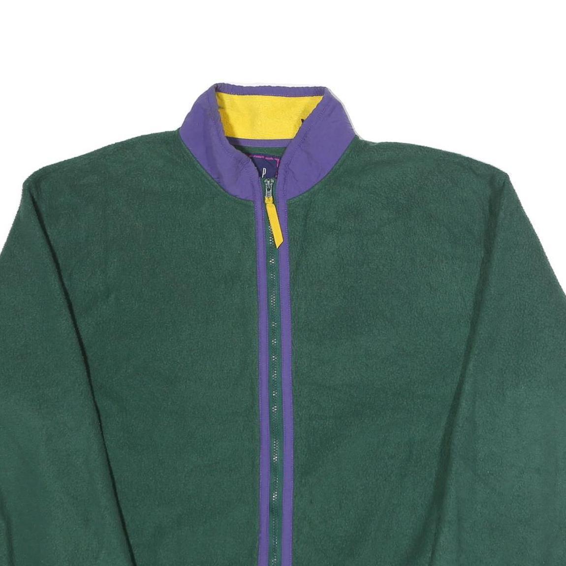 GAP Mens Green & Purple Zip Up Polyester Fleece Jacket L Casual Warm Outerwear