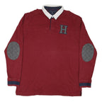 TOMMY HILFIGER Mens Red & Grey Long Sleeve Rugby Polo Shirt 2XL Cotton Blend