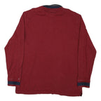 TOMMY HILFIGER Mens Red & Grey Long Sleeve Rugby Polo Shirt 2XL Cotton Blend