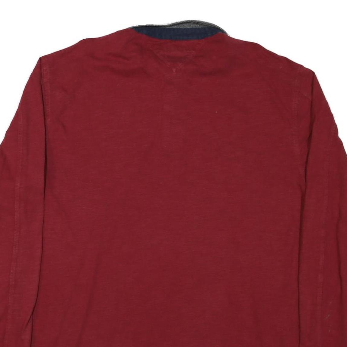 TOMMY HILFIGER Mens Red & Grey Long Sleeve Rugby Polo Shirt 2XL Cotton Blend