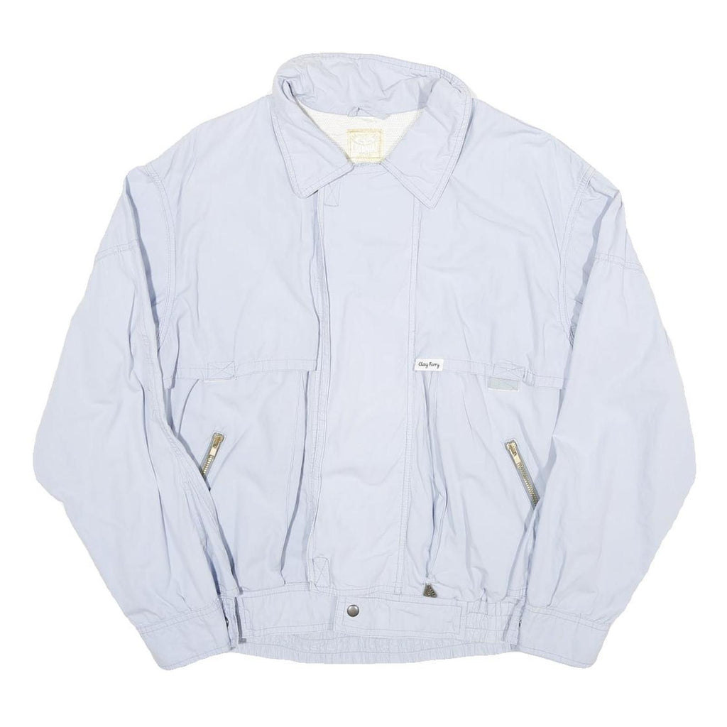 CLAY FERRY Mens Light Blue Cotton Blend Zip Jacket L Casual Outerwear