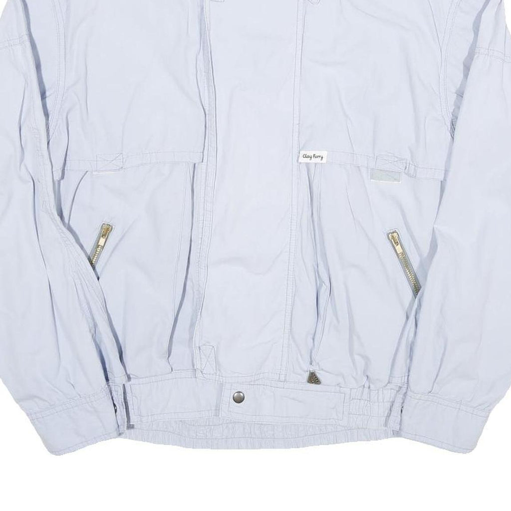CLAY FERRY Mens Light Blue Cotton Blend Zip Jacket L Casual Outerwear
