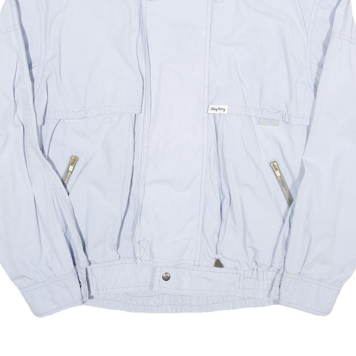 CLAY FERRY Mens Light Blue Cotton Blend Zip Jacket L Casual Outerwear
