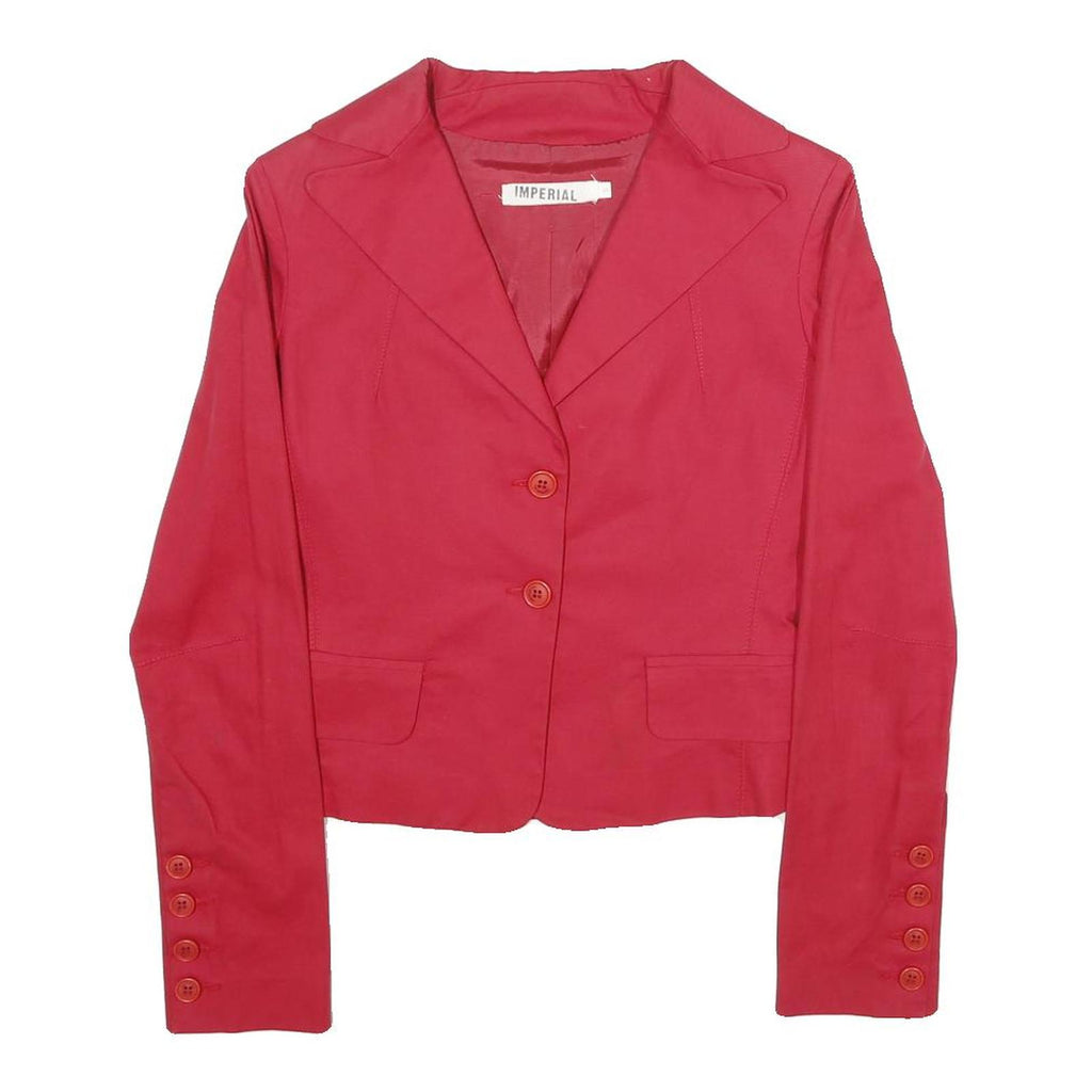 IMPERIAL Womens Red Button Cotton Blend Blazer Jacket Size S Classic Tailored