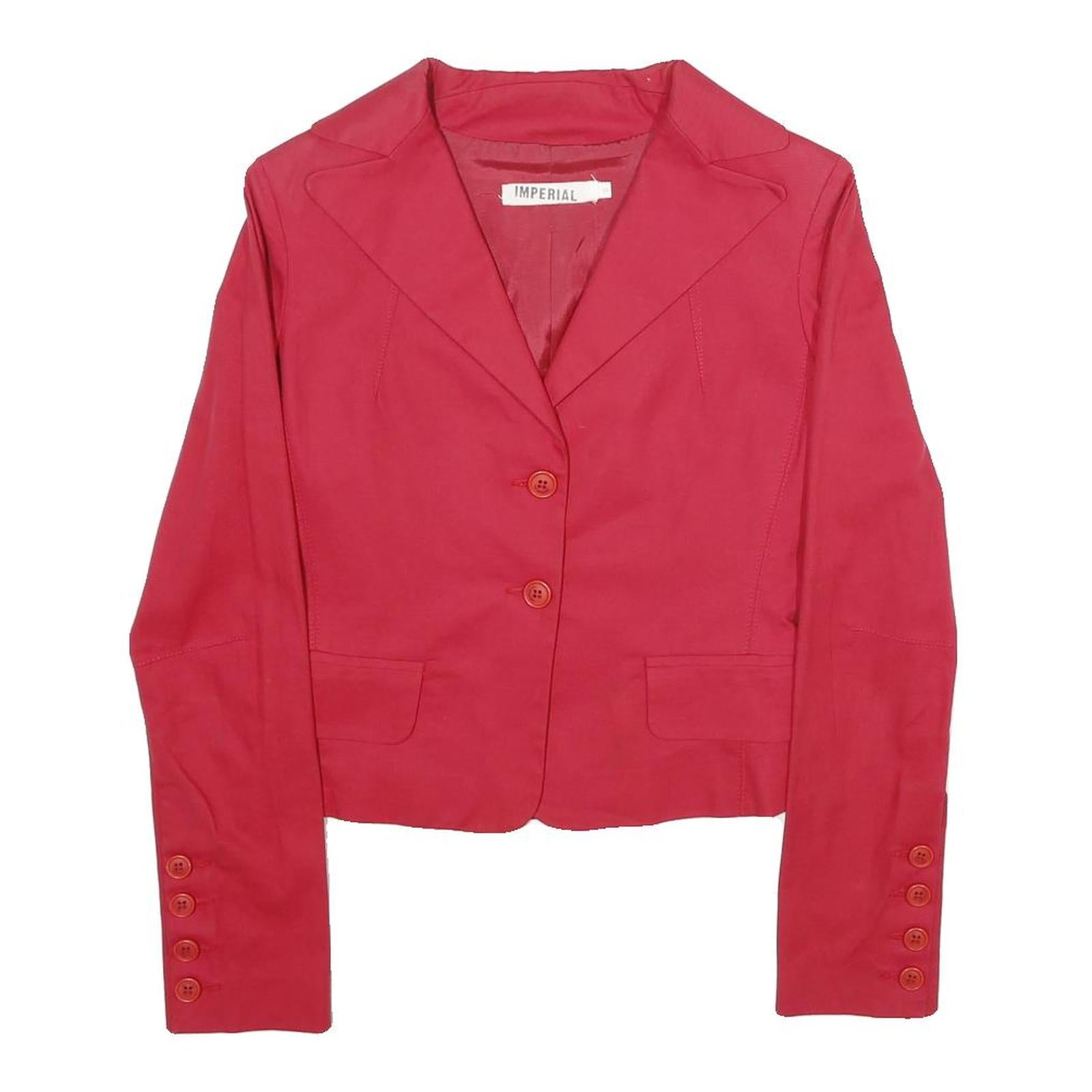 IMPERIAL Womens Red Button Cotton Blend Blazer Jacket Size S Classic Tailored