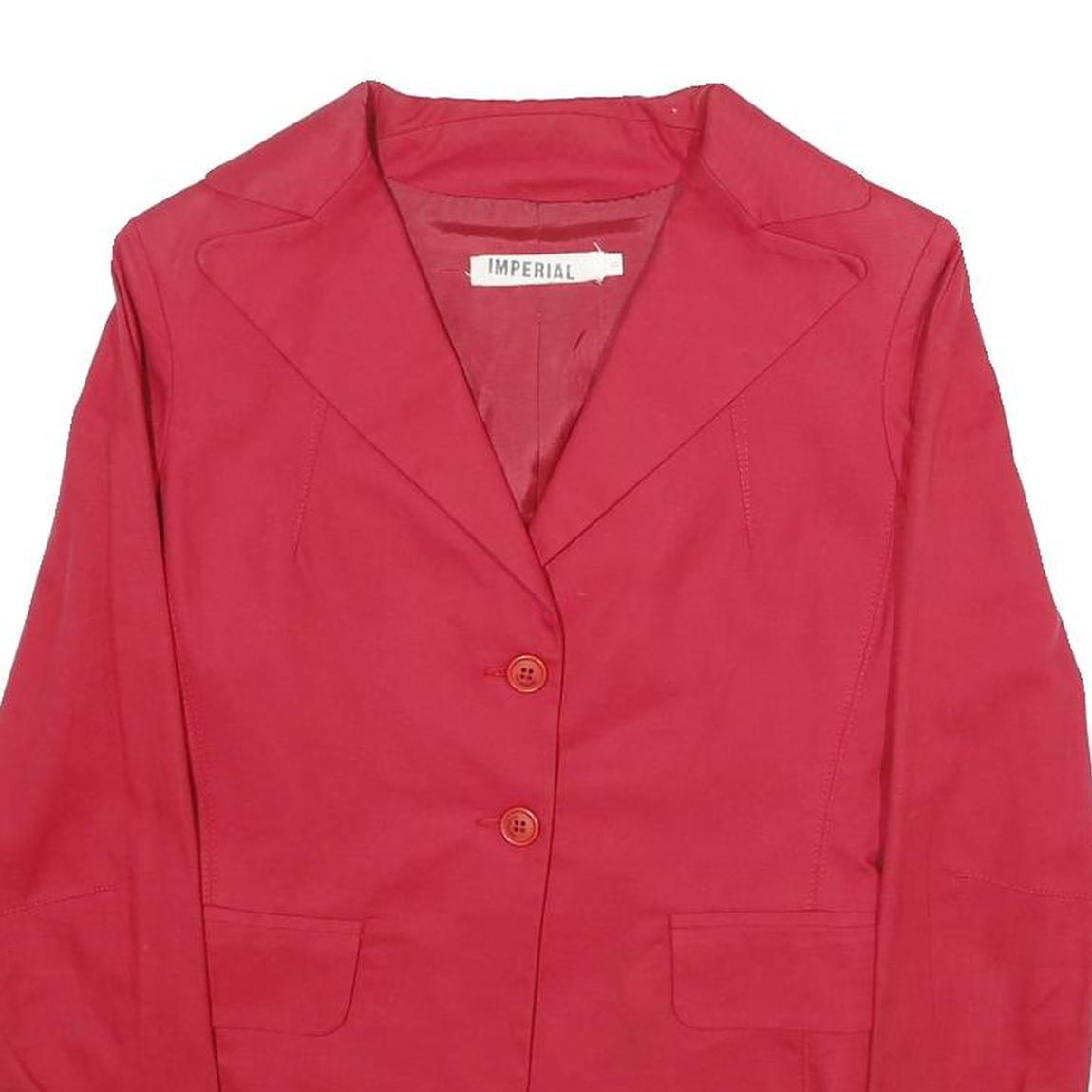 IMPERIAL Womens Red Button Cotton Blend Blazer Jacket Size S Classic Tailored